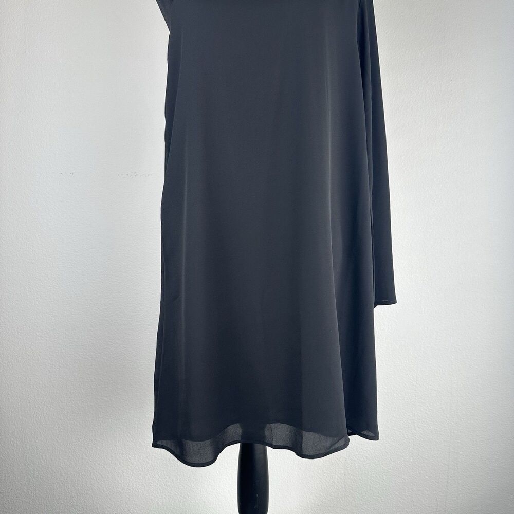 Three Eighty Two Dress Womens Large Black One Shoulder LBD Cocktail Minimalist - Picture 4 of 16